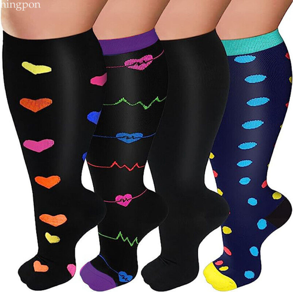 2XL-6XL Plus Size Compression Socks 20-30mmhg Extra Wide Calf Knee High Stocking