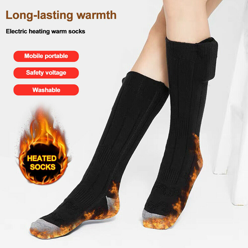 Winter Electric Heated Socks Boot Feet Warmer USB 4000mAh Rechargable Battery