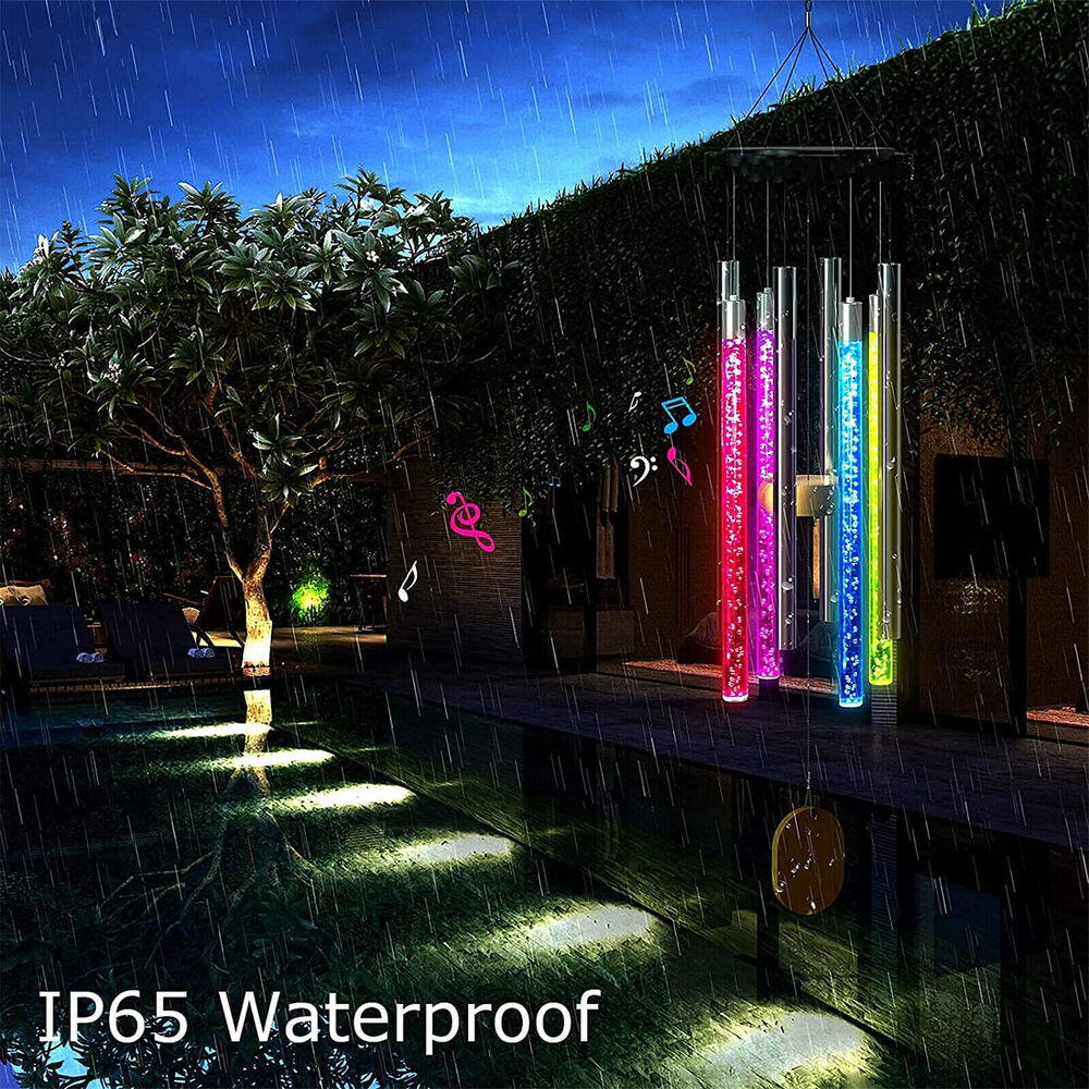 Solar Wind Chimes Lights Outdoor Memorial Wind Chimes with Color Changing RGB