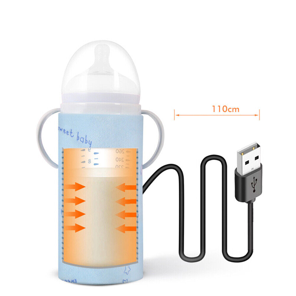 Baby Bottle Warmer Travel USB Heater Milk Pouch Portable Feeding Thermostat Bag