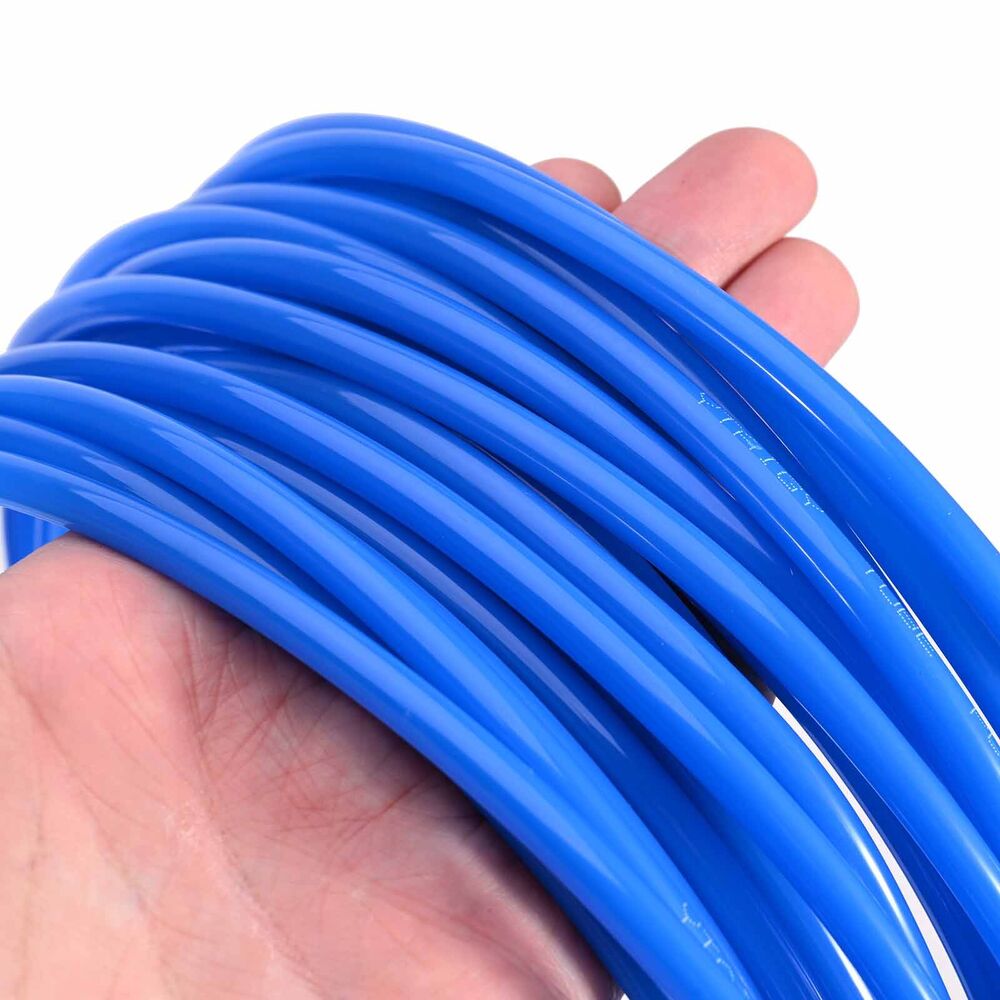 10M 6mm OD 4mm ID PU Air Hose Pipe Tube Blue with Connect Fitting Kit