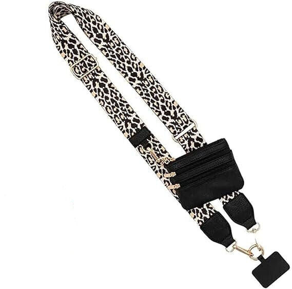 Phone Strap with Zippered Pouch,Clip and Go Strap for Phone with Wallet Crossbod