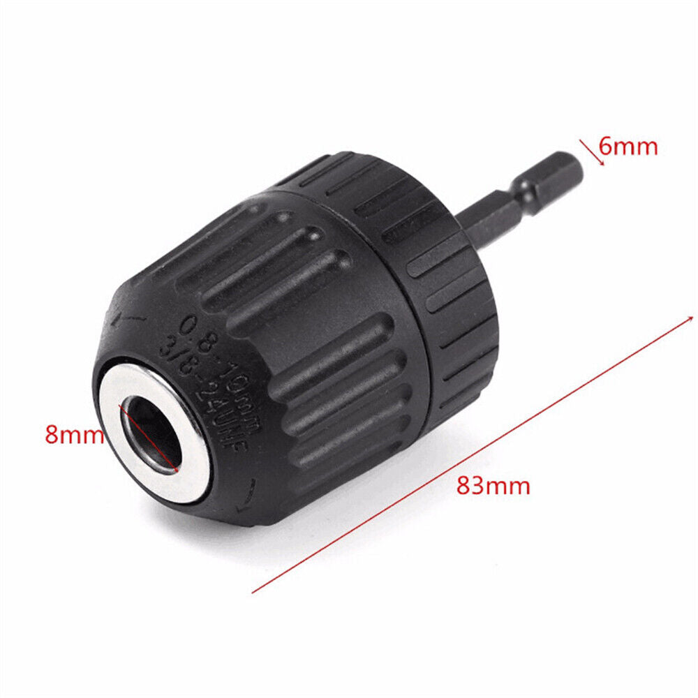 Thread Adapter 1/4" Hex Shank 0.8-10 mm Keyless Drill Chuck Converter 3/8" 24UNF