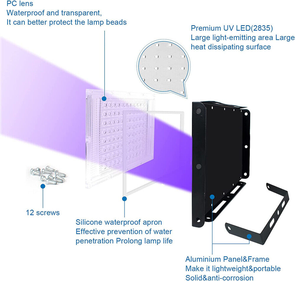 50W UV Black Lights Spotlights High Power LED Floodlight Waterproof Party Light