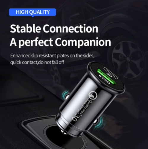 2pcs Type C Car Charger Fast Charging Car USB Adapter Type C Dual Port Quick