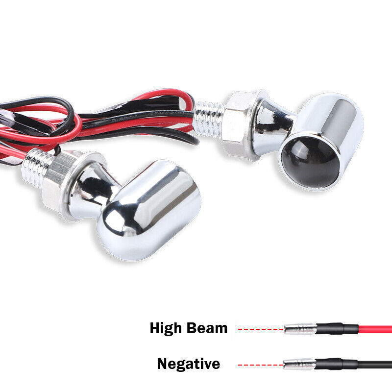 2x Mini Indicator Motorcycle LED Turn Signal Light Chrome For Bobber Cafe Racer