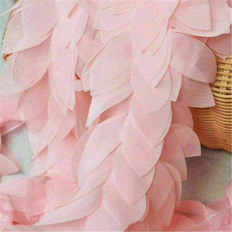 1 Yard Chiffon Leaves Trim - Wedding Dress Bridal Lace Fabric Ribbon DIY Craft