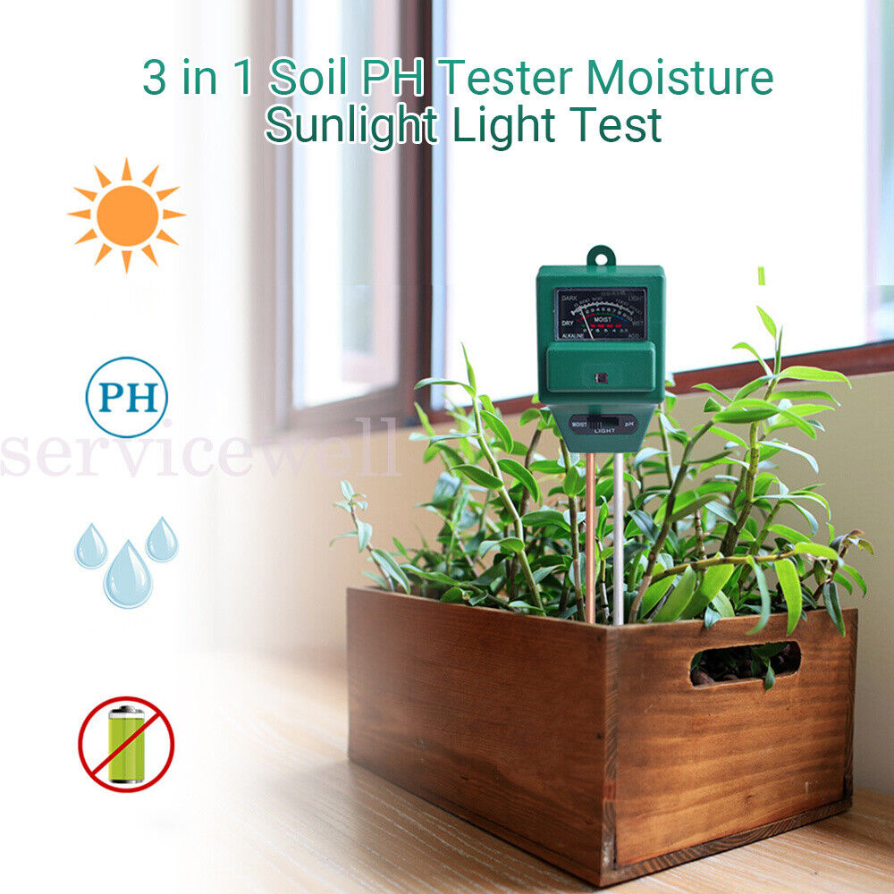 3 in 1 Soil PH Tester Water Moisture Test Meter Kit For Garden Plant Testing