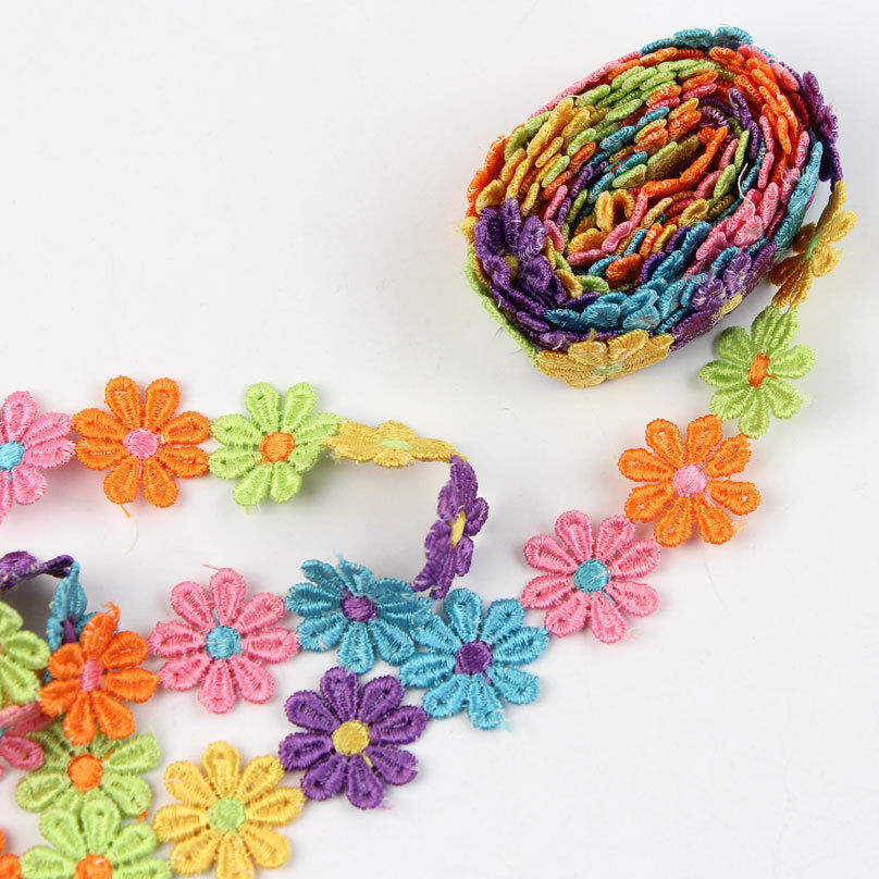 3Yard Colourful Daisy Flower Venice Venise Lace Applique Sewing Trims Doll Trim