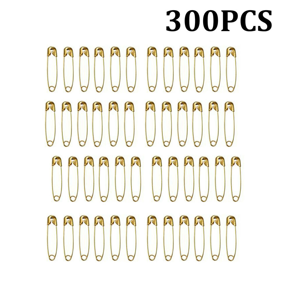 300x Small Tiny Safety Pins Gold Color 19mm Brass Metal Sewing Craft Mini Pin