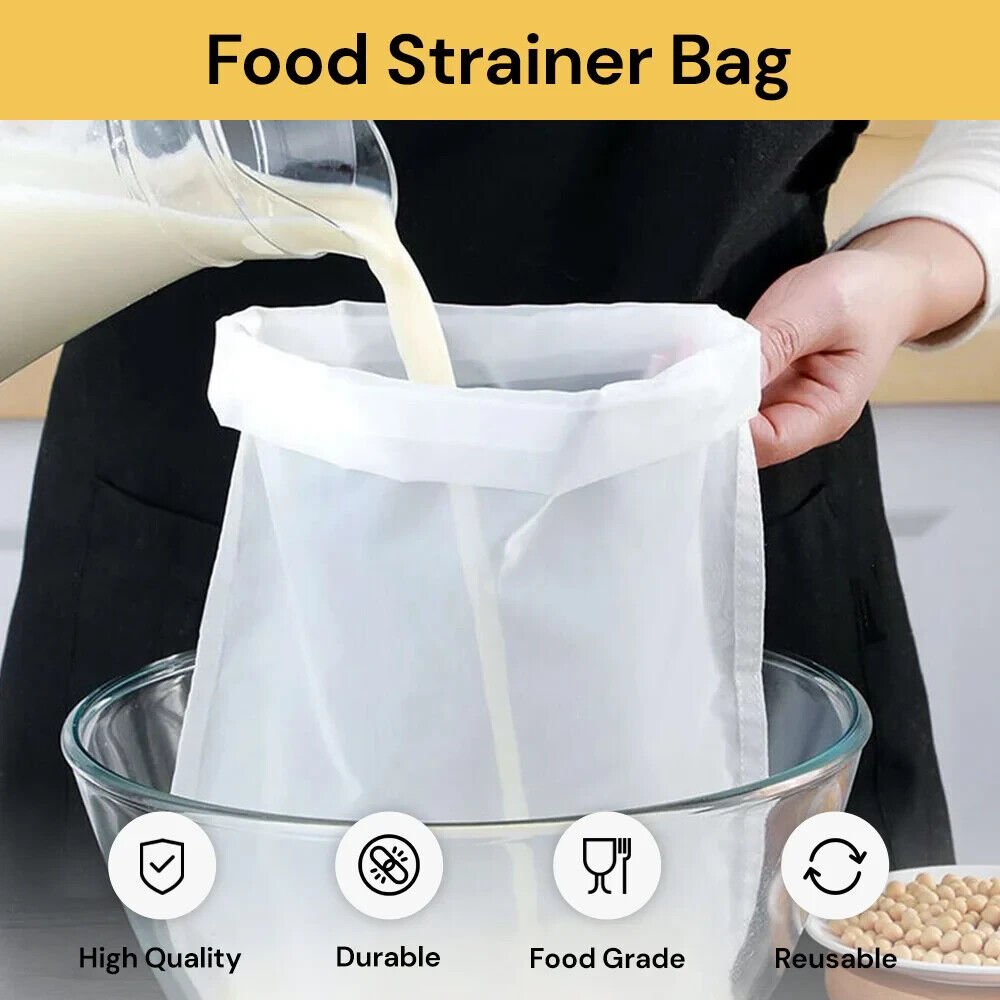 New Organic Nylon Nut Milk Bag Reusable Food Strainer Brew Coffee Cheese Cloth