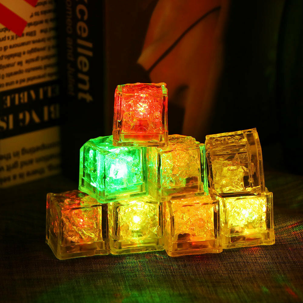 MultiColor Waterproof LED Light up Ice Cubes Flashing Glow in The Dark Party Bar