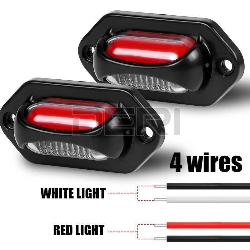 10x White Red LED License Number Plate Lights Truck Trailer Van Caravan 12V 24V