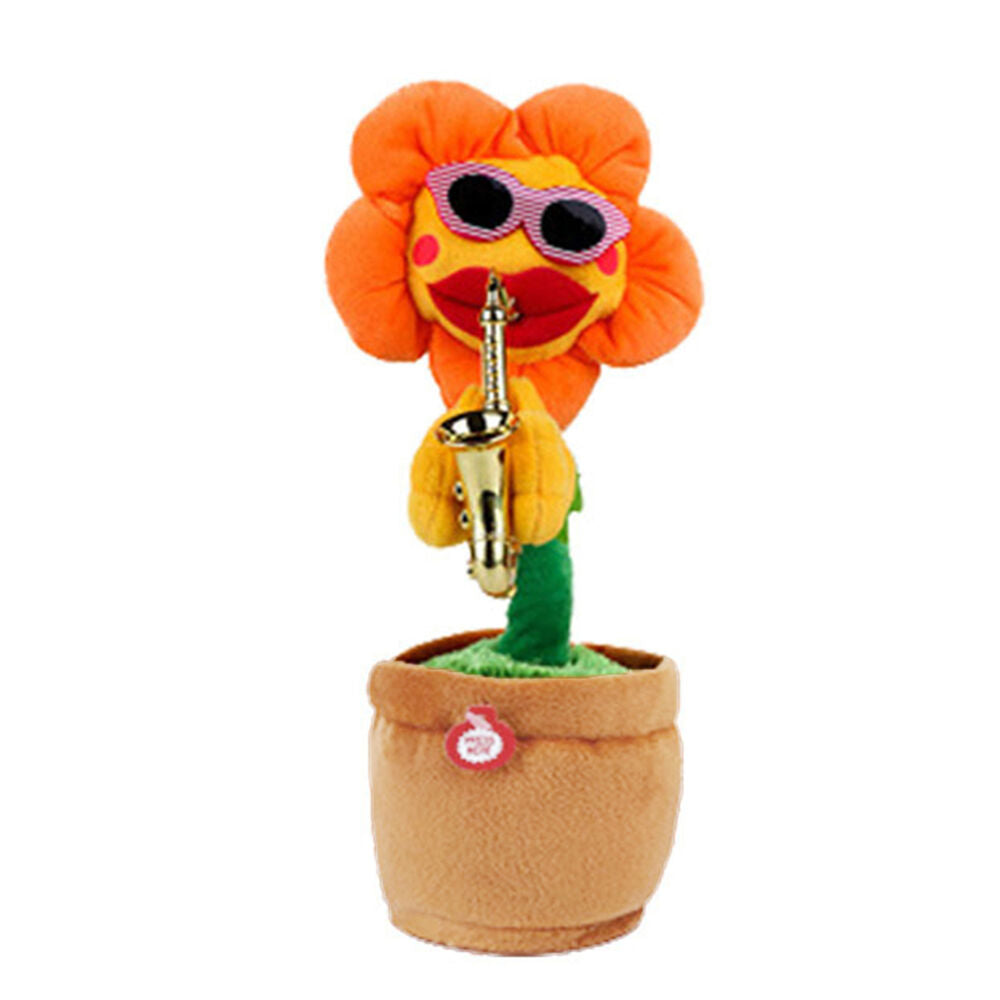 Singing Dancing Sunflower with Sax & Sunglasses Electronic Toy Flower Funny Gift