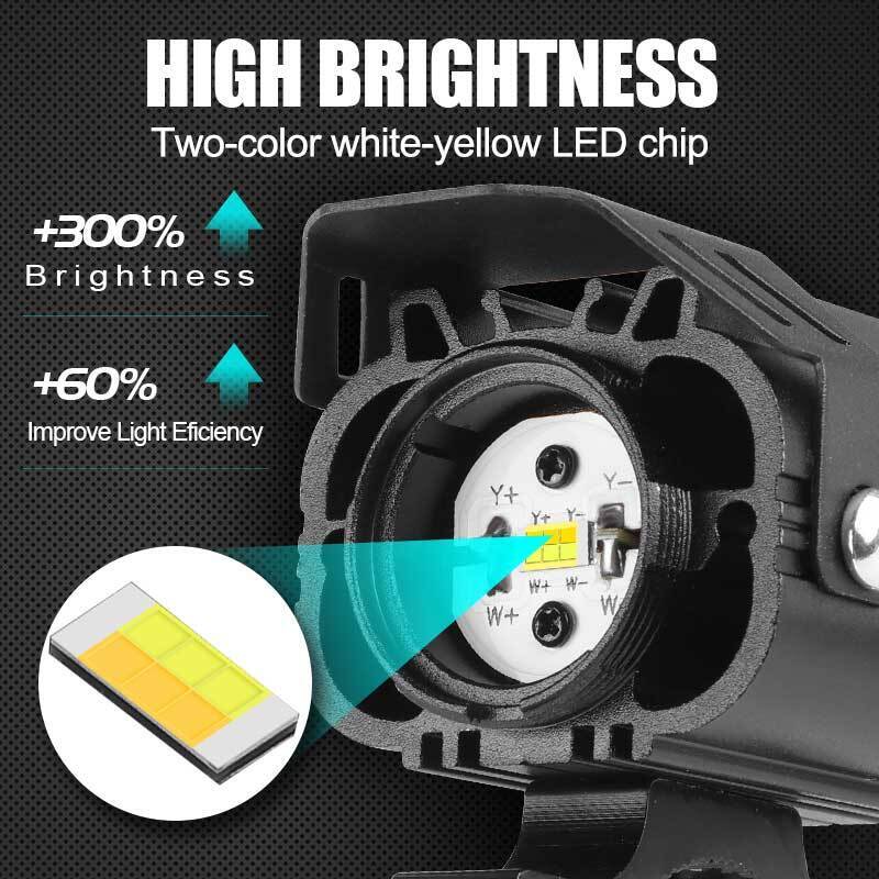 2x Universal LED Motorcycle Spot light Headlight Hi-Lo Driving Fog Yellow White