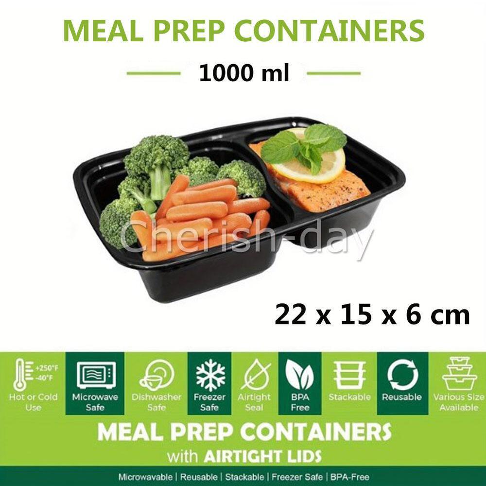 30PCS Meal Prep Food Containers Microwave Safe Lunch Storage Boxes+LIDS 1000ML