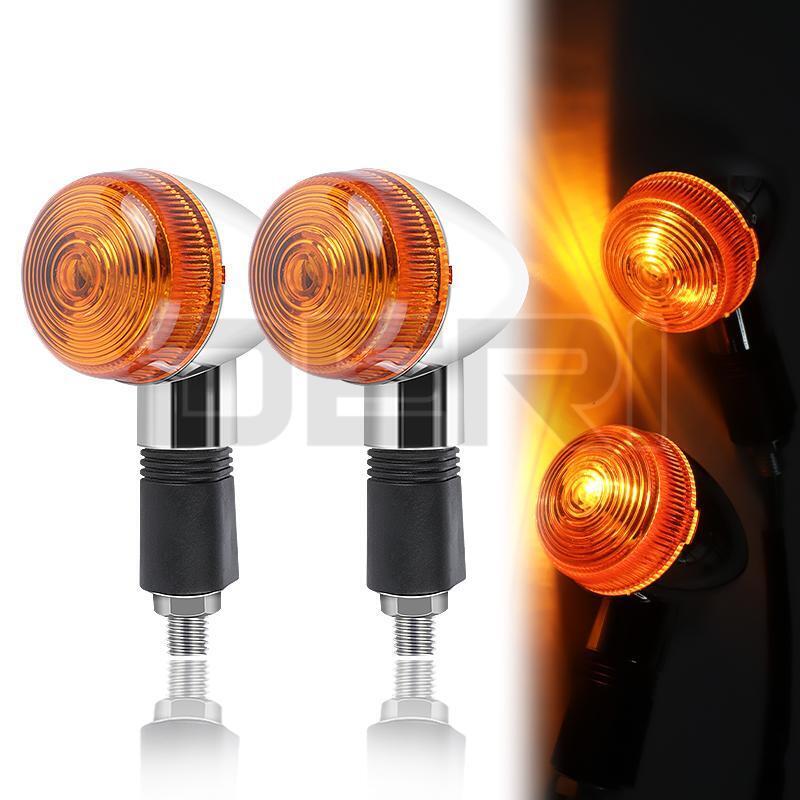 4x Universal Bullet Motorcycle Turn Signal Amber Indicators Lamp Blinkers Chrome