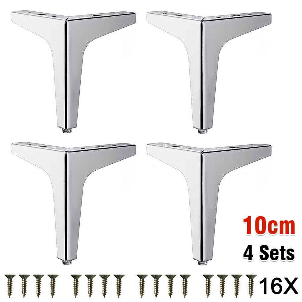 4X Metal Furniture Legs Modern Triangle Replacement Feet For Bed Sofa Cabinet