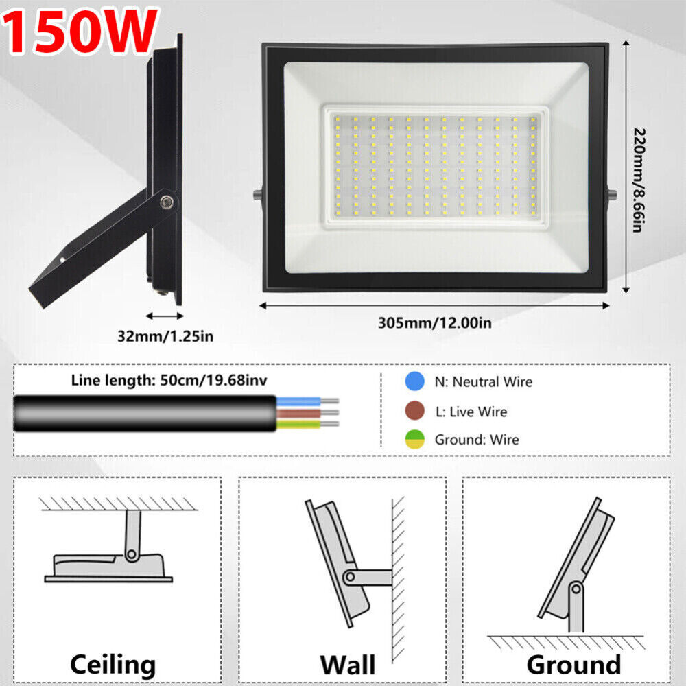 Outdoor LED Flood Light 10W-300W Security Light 220V-240V Spotlight Waterproof