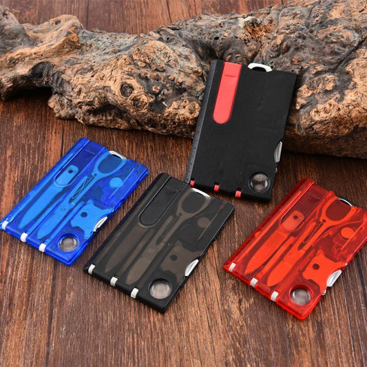 2x Multi Tool Credit Card Size Kit LED Functional Switzerland Knife 12 in 1 Light