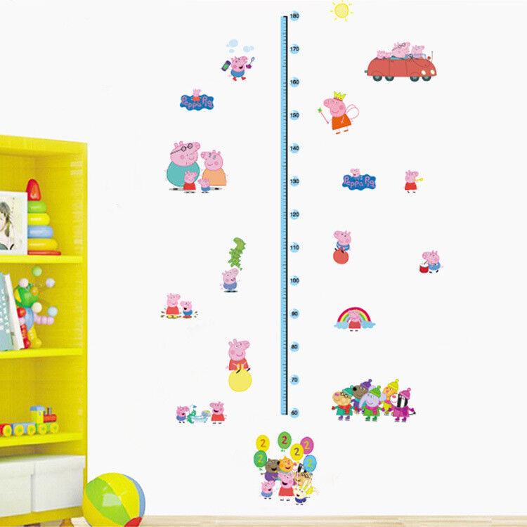 Wall Stickers Removable Peppa Pig Height Kids Nursery Decal Growth Chart