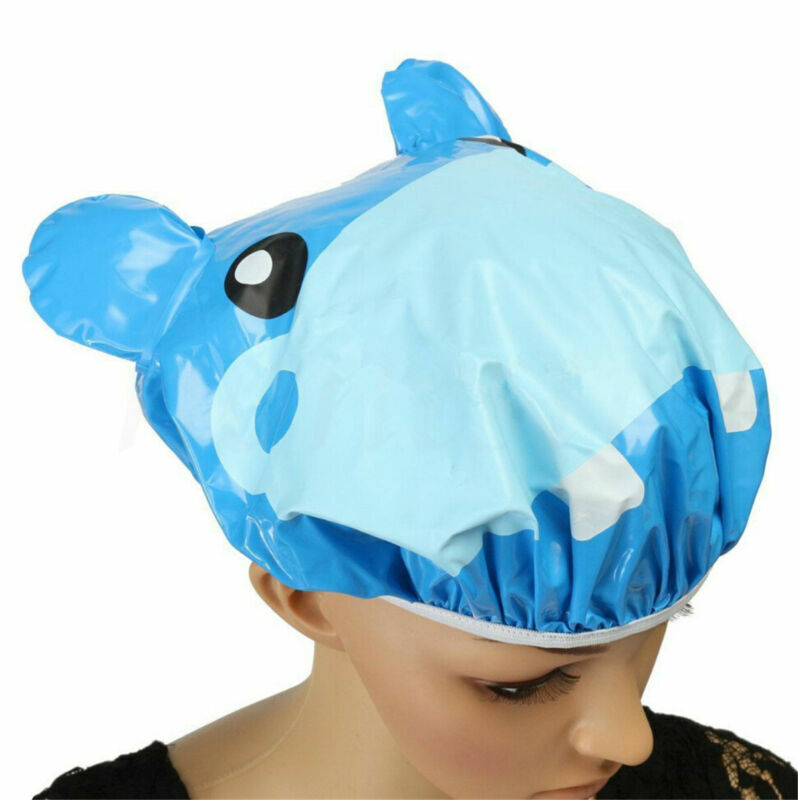 Funny Cartoon Animal Shower Cap Hat Bath Waterproof Kids Travel Hair Protector