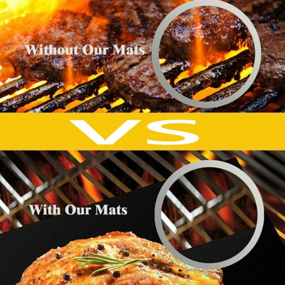 3 BBQ Grill Mat Reusable Sheet Resistant Non-Stick Barbecue Bake Meat