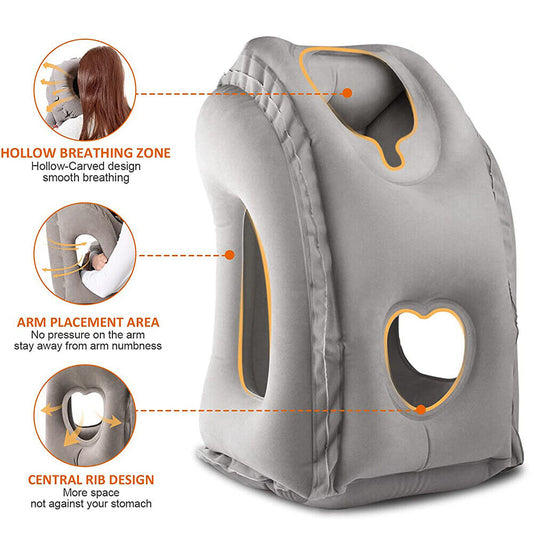 2X Portable Inflatable Travel Pillow for Car Office Avoid Neck Shoulder Pain