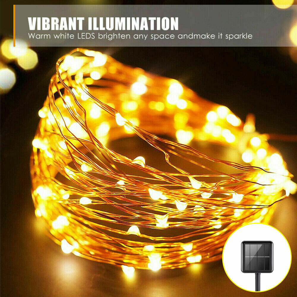 300 LED Solar String Lights Waterproof 30M 98ft Copper Wire Fairy Outdoor Garden