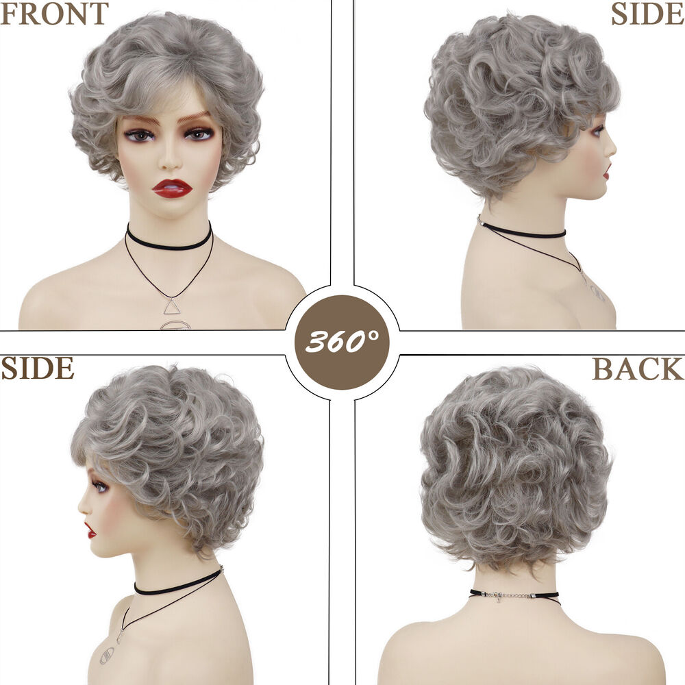 Grandmother Wig Grey Silver Curls Grandma Granny Old Lady Woman Costume Party