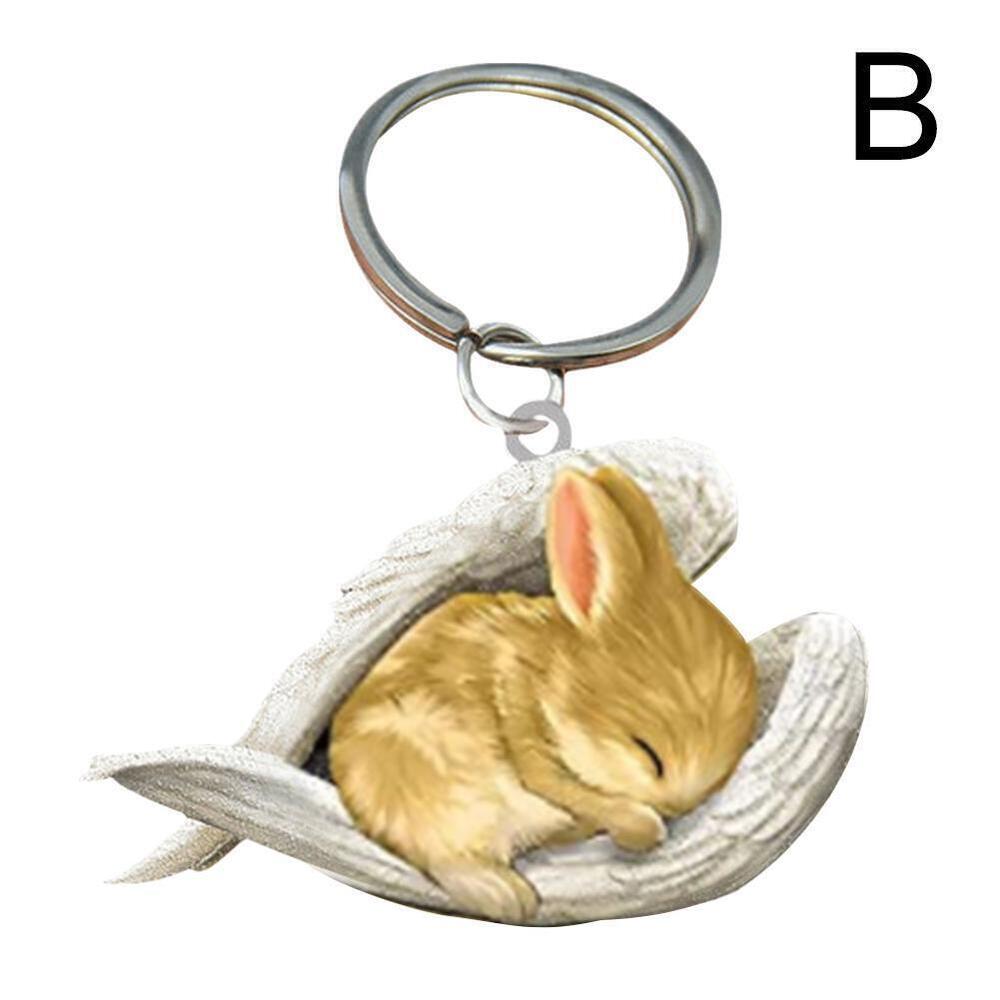 Hanging Ornament Keychain Cute Sleeping Angel Animal Pendant Wing Car Gift