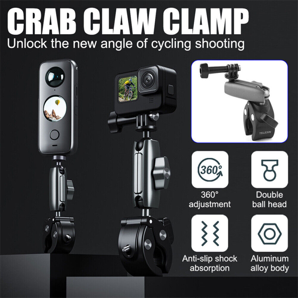 360° Camera Bike Mount Motorcycle Handlebar Clamp Holder for GoPro Insta360 DJI