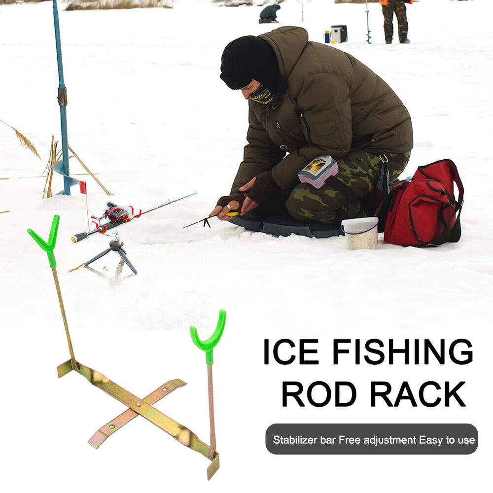 Portable Ice Fishing Rod Holder Adjustable Angle Double-Head Fish Pole Holder