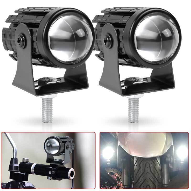 2x Mini LED Motorcycle Headlight Spot Light Hi-Lo Fog Driving White ATV SUV UTE