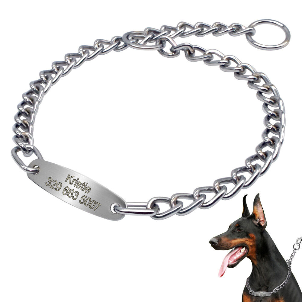 Personalized Dog Chain Choke Collar Engraved ID Slip Dog Collar for Pitbull Pug