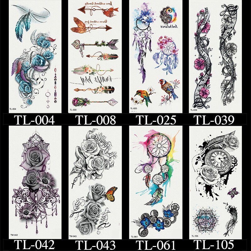 2Pcs Temporary Tattoo Sticker 3D Waterproof Leg Clavicle Fake Tattoos Body Art E