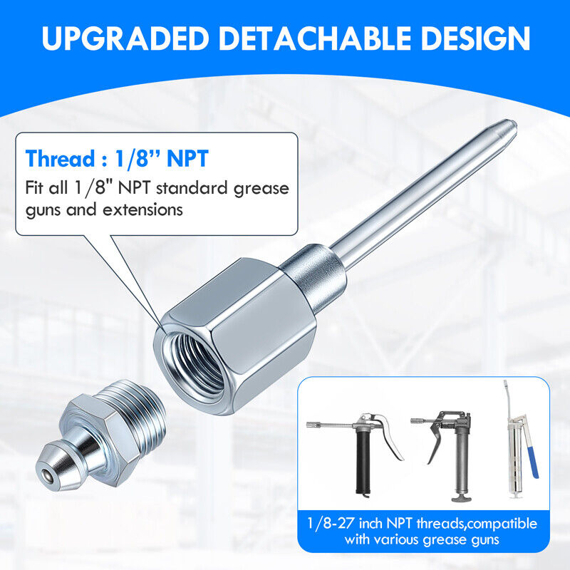 2x Grease Gun Needle Tip of The Mouth Removable Needle Nose Head Nozzle Adapter