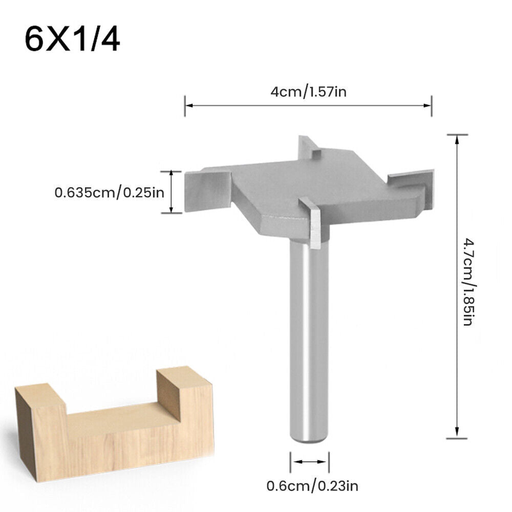 4 Wings 1/4 Shank 1.5 inch Cutting Diameter Spoilboard Surfacing Router