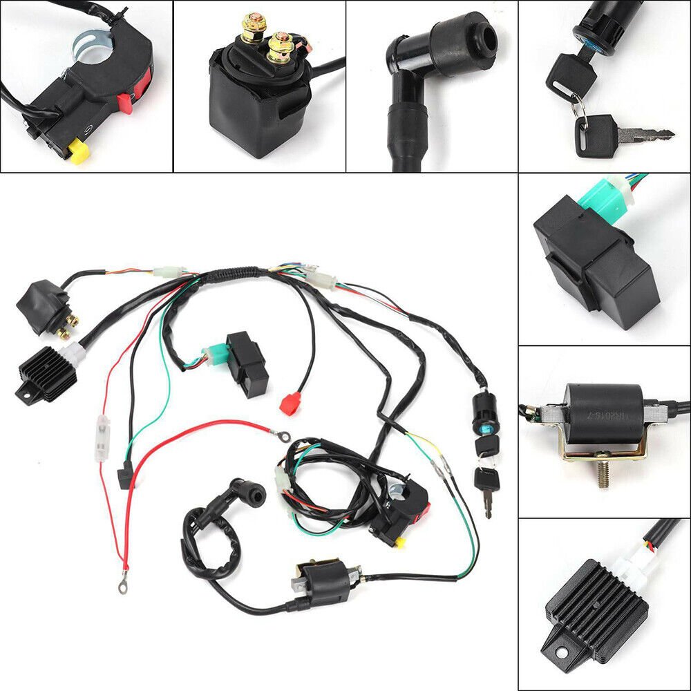 Wiring Harness Loom Solenoid Coil Fits For 50cc 110cc 125cc PIT Quad Dirt Bike