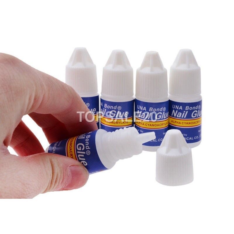 5 Pcs 3g Nail Art Glue Acrylic UV Gel Fake Nails Sticker Tip Polish Manicure