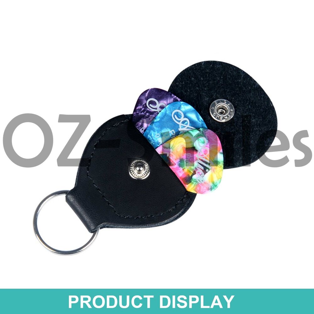 Guitar Picks Holder Handy PU Leather Keychain Style Plectrums Bag Case