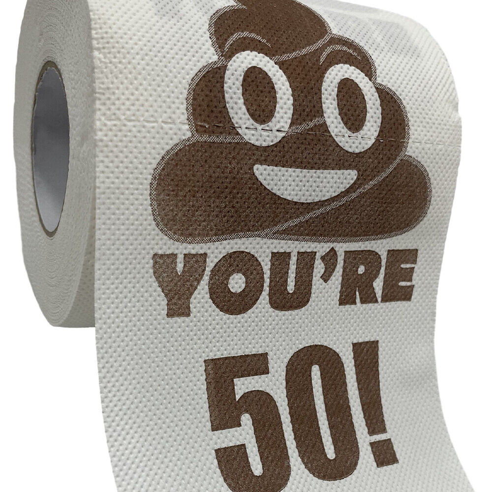 Funny Toilet Paper Roll Poop Printed Birthday Decoration 30th-60th Gifts Prank