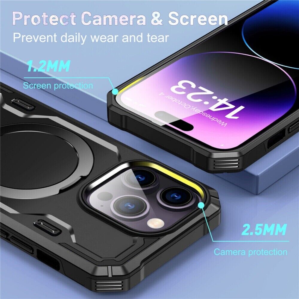 For iPhone 15 14 13 12 11 Pro Max 14 Plus MagSafe Magnetic Case Ring Stand Cover