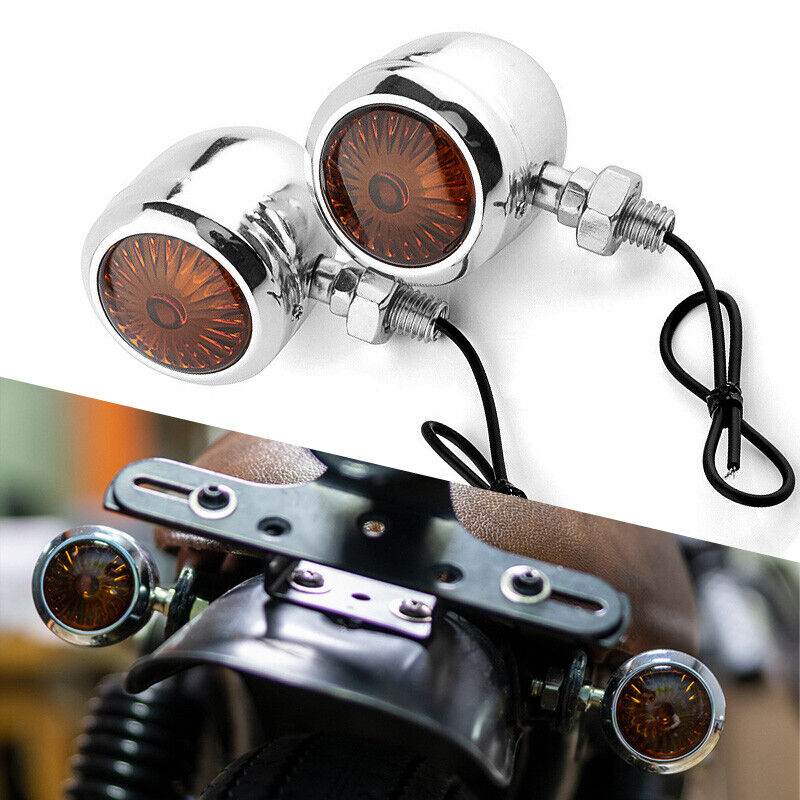 4x Universal Motorcycle Bullet Turn Signal Amber Indicators Blinkers Lamp Chrome