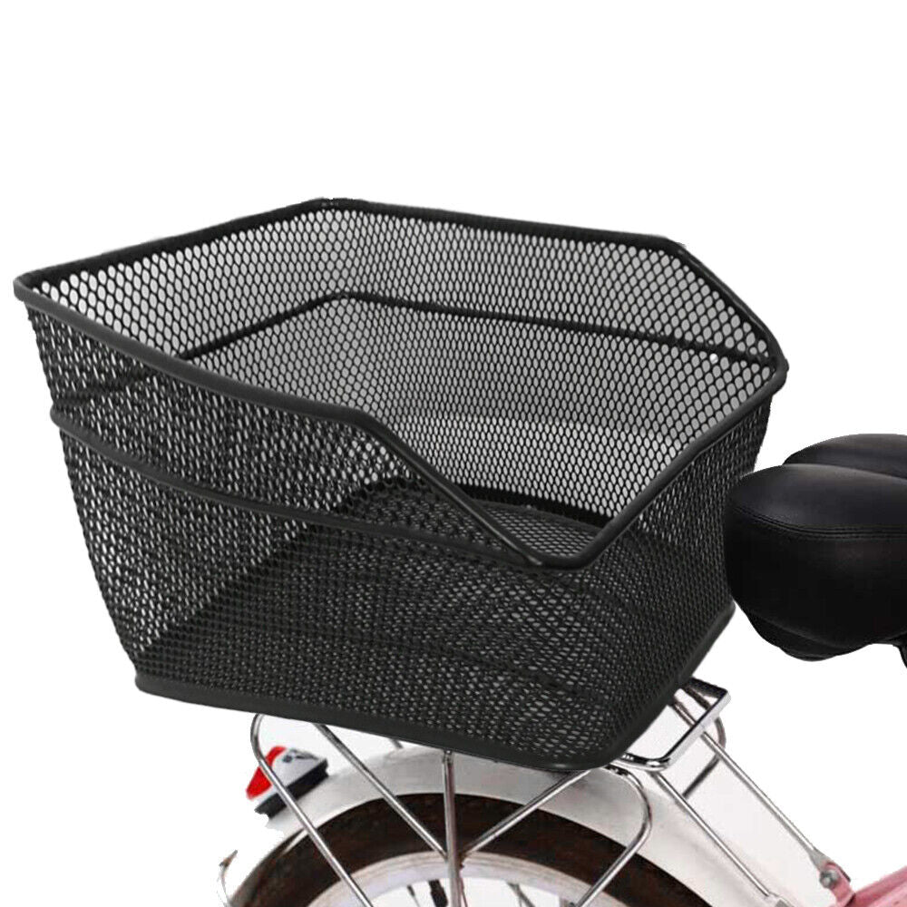 Rear Bike Basket Large Capacity Metal Basket Rainproof Cover