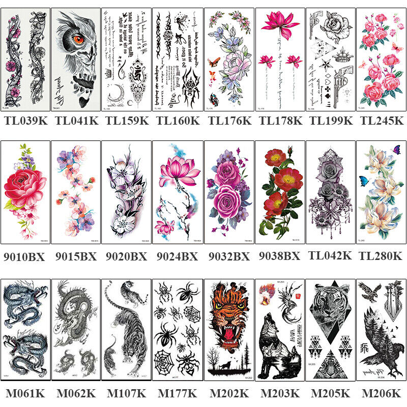 Waterproof Fake Tattoo Sheet Sticker Floral 3D Flowers Body Art Skin Temporary