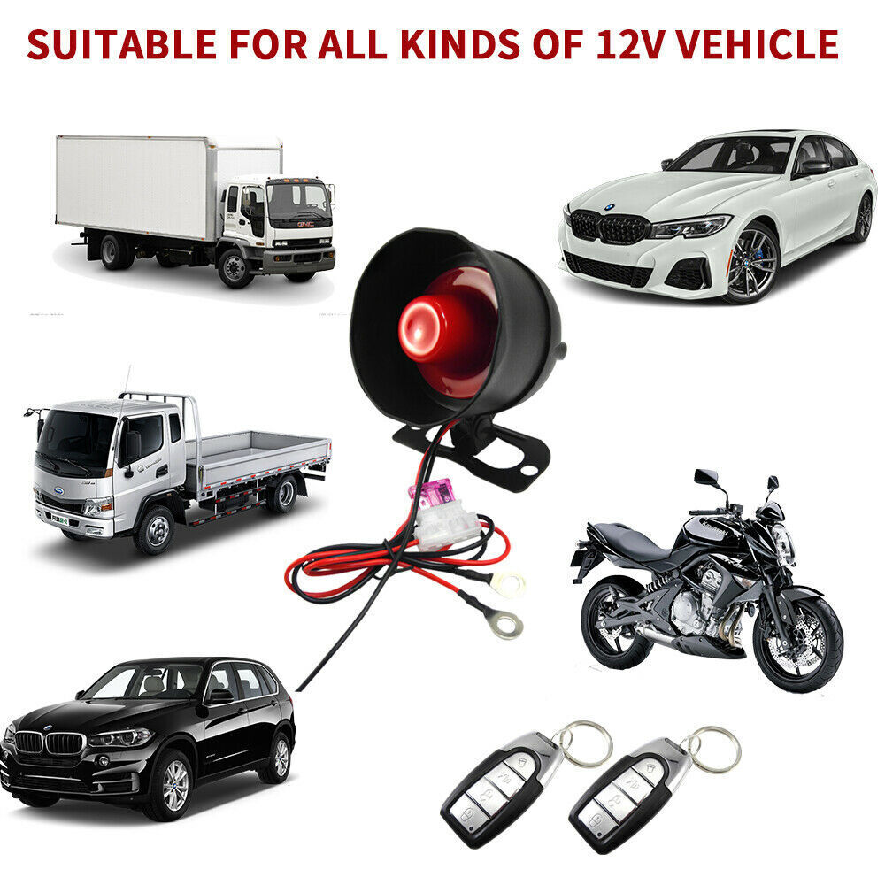 Universal Car Vehicle Alarm Security System Keyless Entry 2 Remote Control Siren