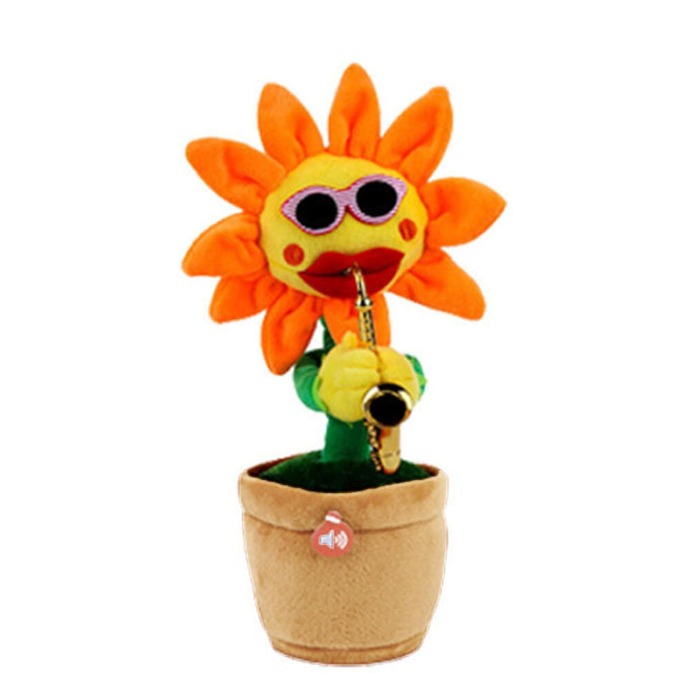 Singing Dancing Sunflower with Sax & Sunglasses Electronic Toy Flower Funny Gift