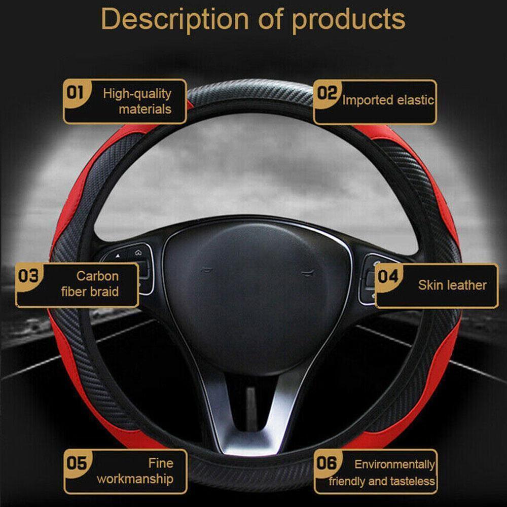 Leather Car Steering Wheel Cover Anti-slip Accessories 38CM/15inch>`~ M8F4