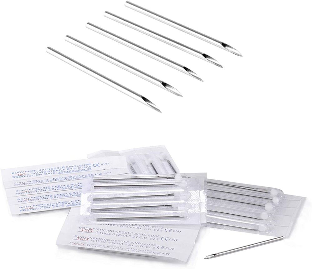 Disposable Piercing Needles Navel Nipple Ear Nose Lip Piercing Needles Kit Tool